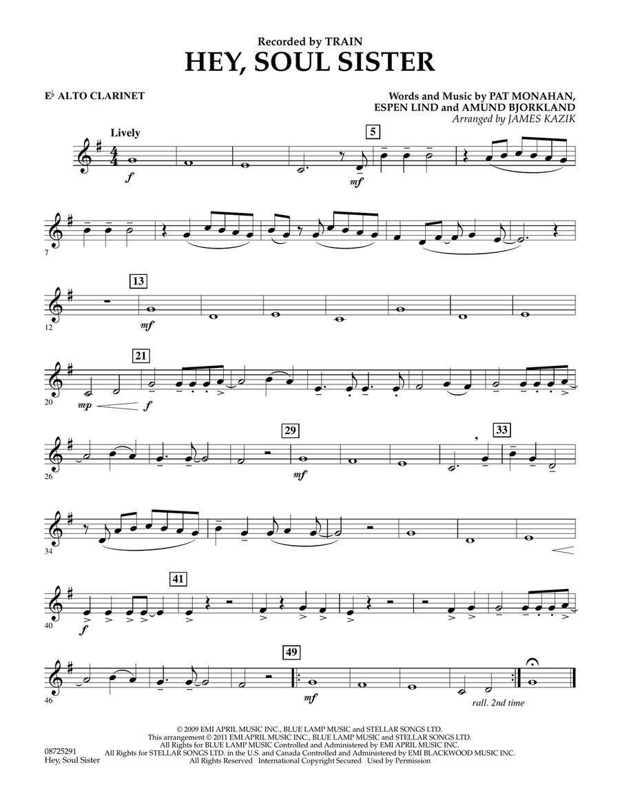 Hey, Soul Sister - Eb Alto Clarinet