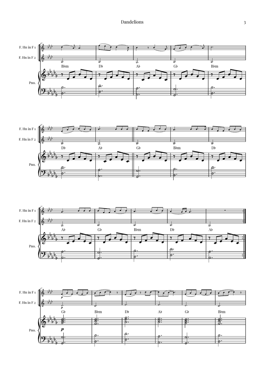 Dandelions Brass Duet scores gallery preview page 3