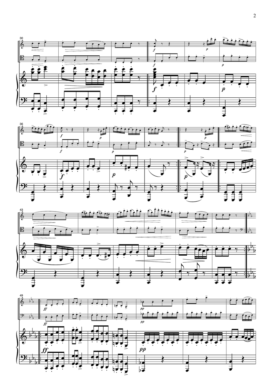 Haydn Symphony No.94 la Surprise 2nd mvt., for piano trio, PH201 Piano Trio scores gallery preview page 2
