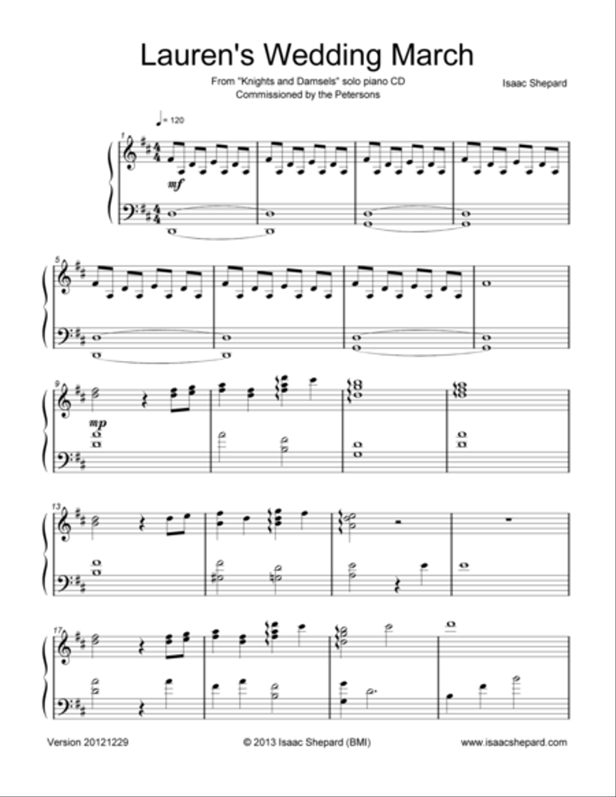 Lauren's Wedding March Lauren's Wedding March Piano Solo scores gallery preview page 1