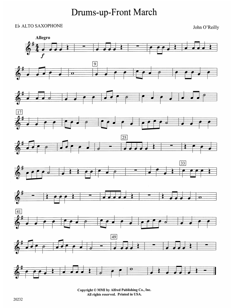Drums-up-Front March: E-flat Alto Saxophone