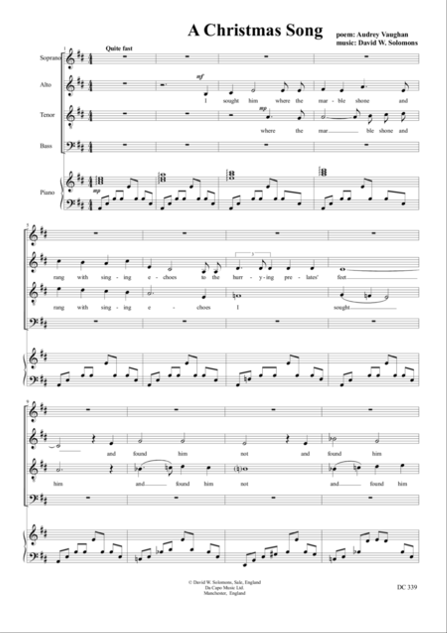 Christmas Song (SATB choir and piano) 4-Part scores gallery preview page 1