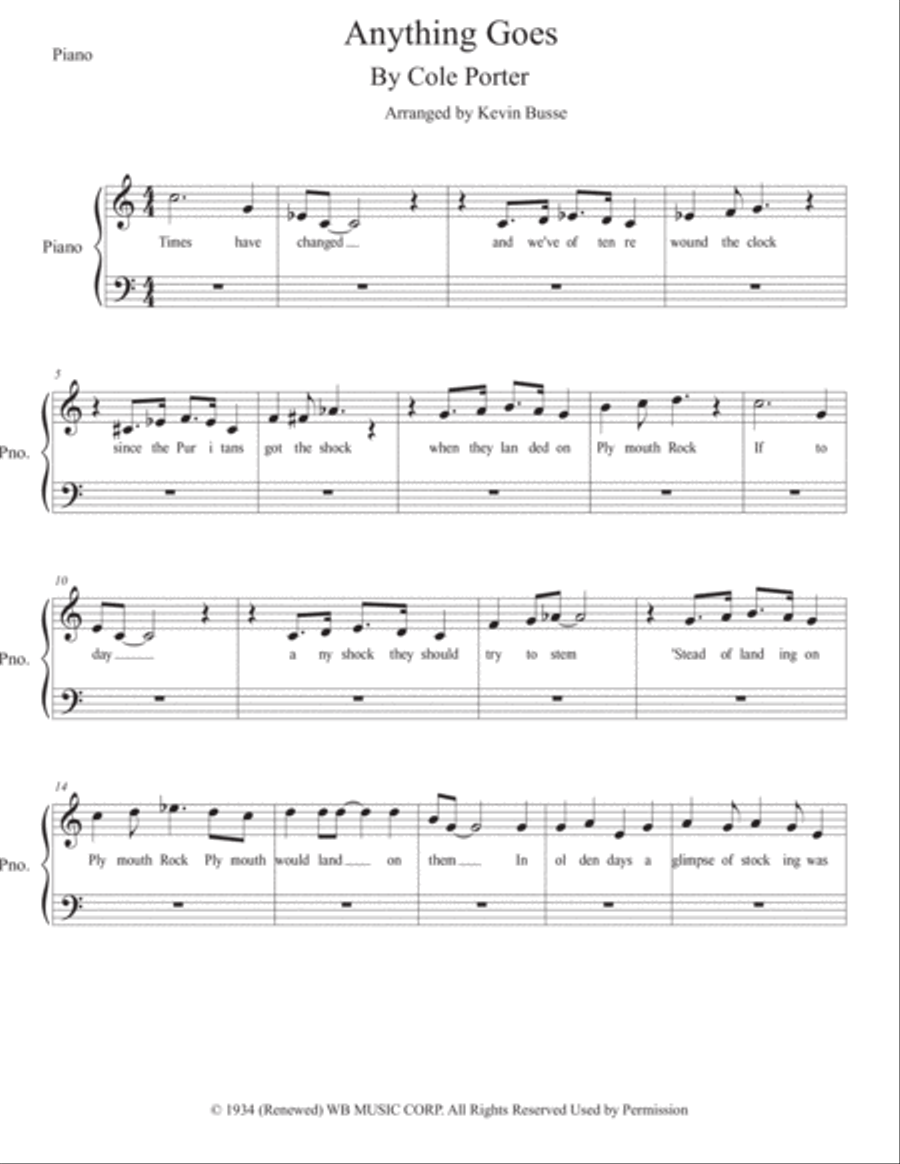 Anything Goes Anything Goes Easy Piano scores gallery preview page 1