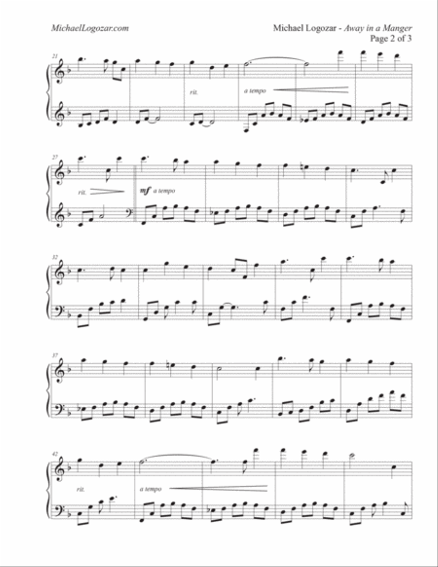 Away in a Manger - Modern Christmas Arrangement Piano Solo scores gallery preview page 2