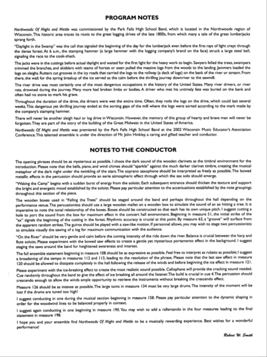 Northwoods: Of Might and Mettle: Score Concert Band scores gallery preview page 2