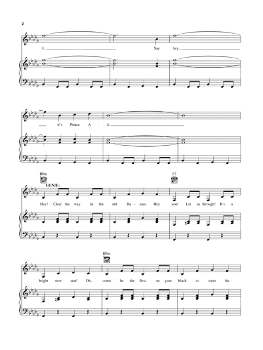 Prince Ali (from Aladdin) Piano, Vocal, Guitar scores gallery preview page 2