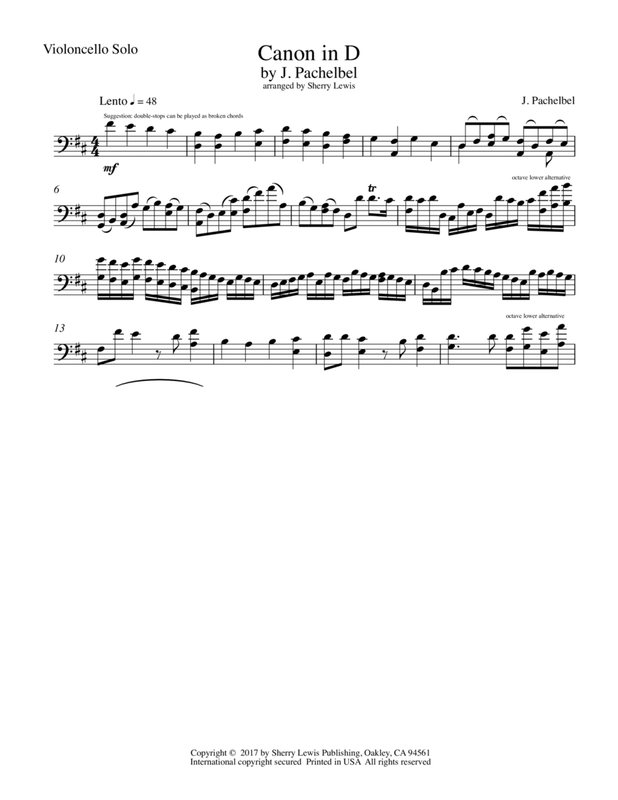 Canon in D for Cello Solo image number null