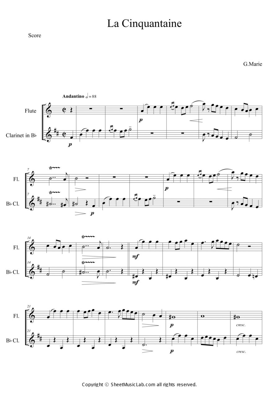 La Cinquantaine Woodwind Duet scores gallery preview page 1