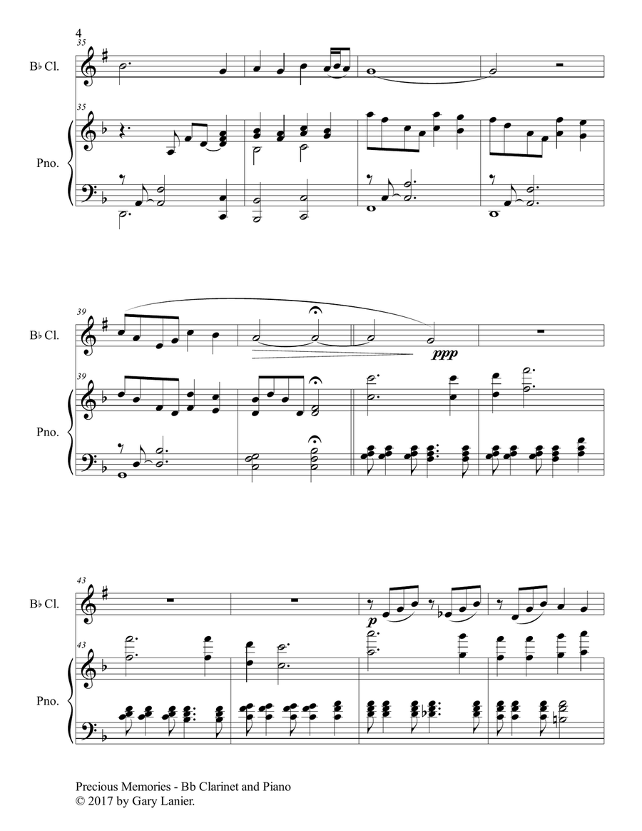 Precious Memories (Duet - Bb Clarinet & Piano with Score/Part) B-Flat Clarinet scores gallery preview page 5