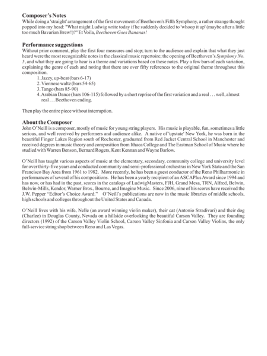 Beethoven Goes Bananas String Orchestra scores gallery preview page 2