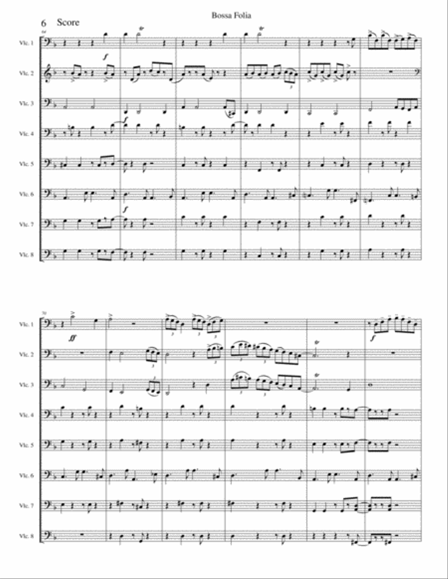 La Folia Bossa Nova for 8 cellos La Folia Bossa Nova for 8 cellos Cello Solo scores gallery preview page 6