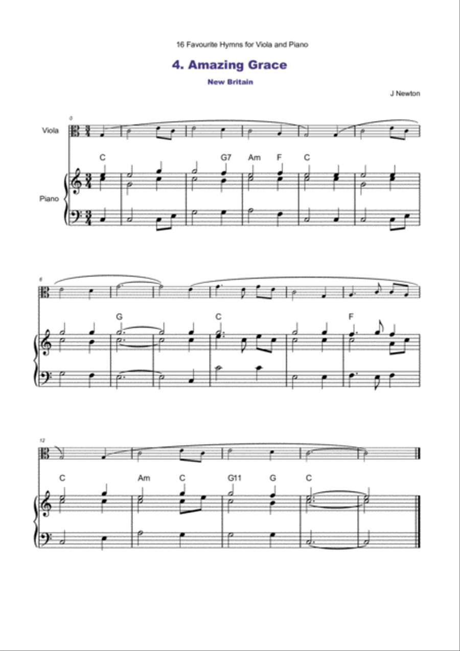 16 Favourite Hymns Vol.1 for Viola and Piano Piano scores gallery preview page 6