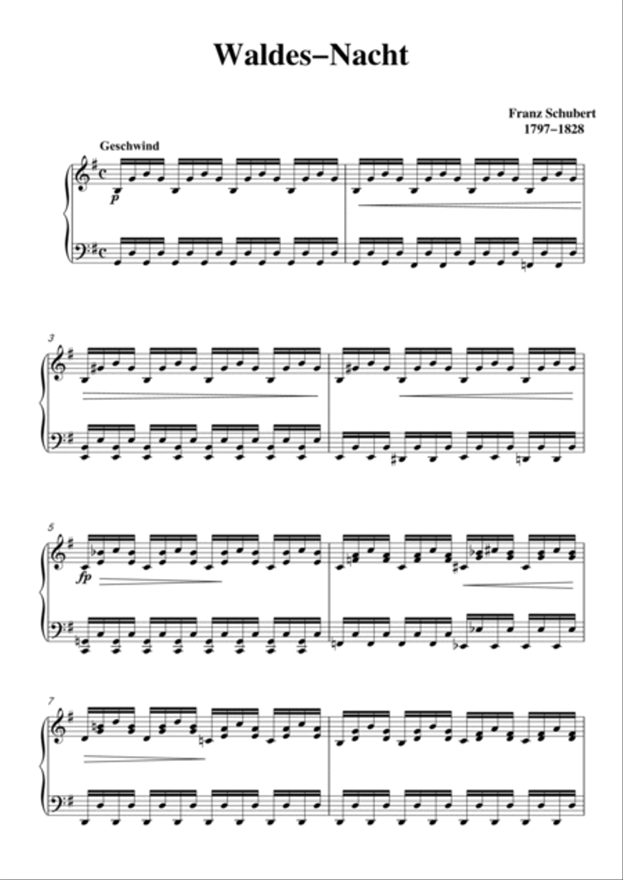 Schubert-Waldes-Nacht in G for Vocal and Piano Voice scores gallery preview page 2