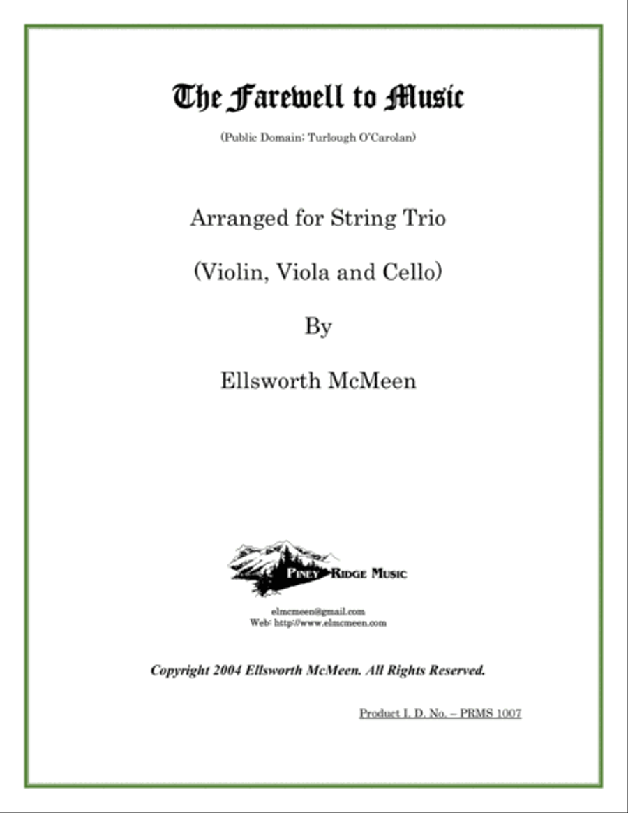Carolan's Farewell to Music for Classical String Trio (Violin, Viola, and Cello) String Quartet scores gallery preview page 1