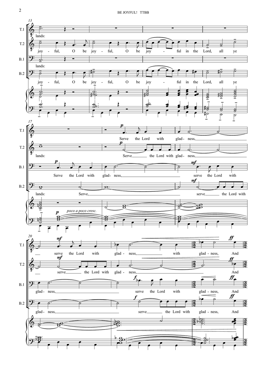 Be Joyful! (Male Voice Choir [TTBB] and organ) TTBB scores gallery preview page 2