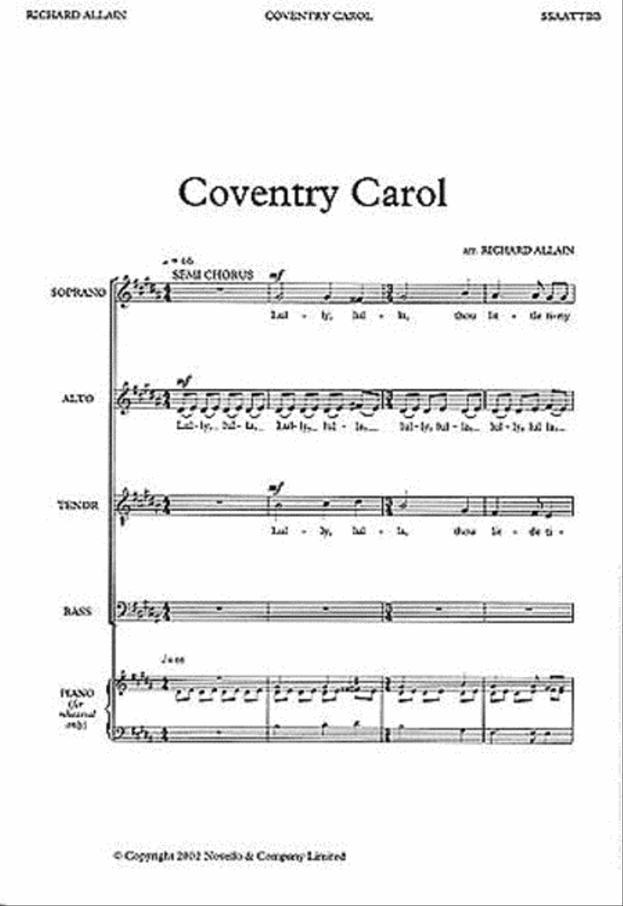 Richard Allain: Coventry Carol SSAATTBB scores gallery preview page 1