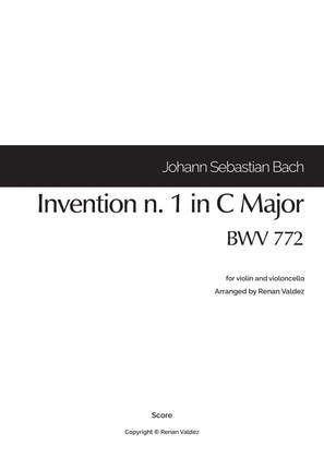 Book cover for Invention n. 1 in C Major, BWV 772 (for violin and violoncello)