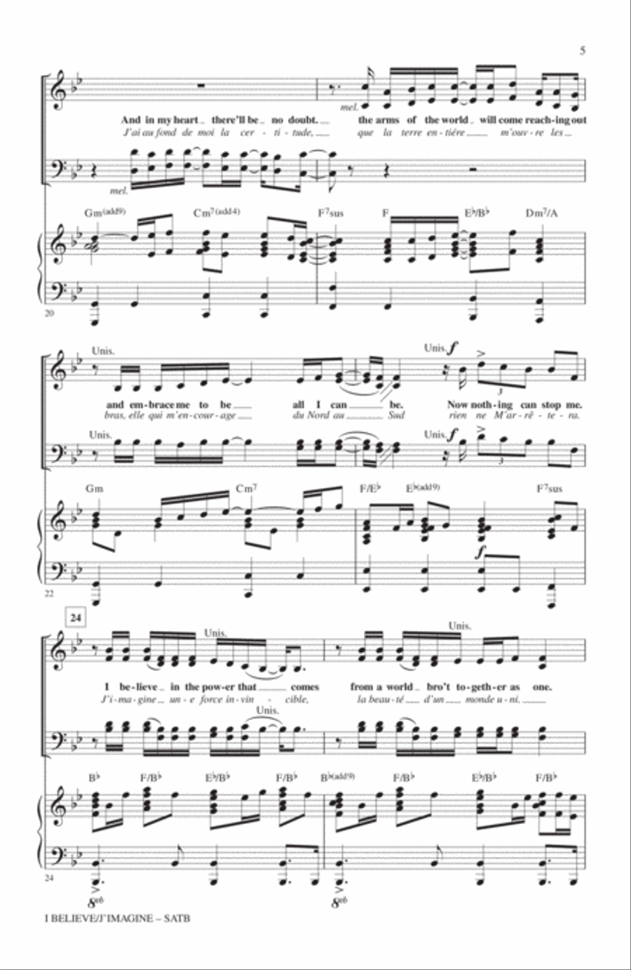 I Believe / J'Imagine 4-Part scores gallery preview page 4