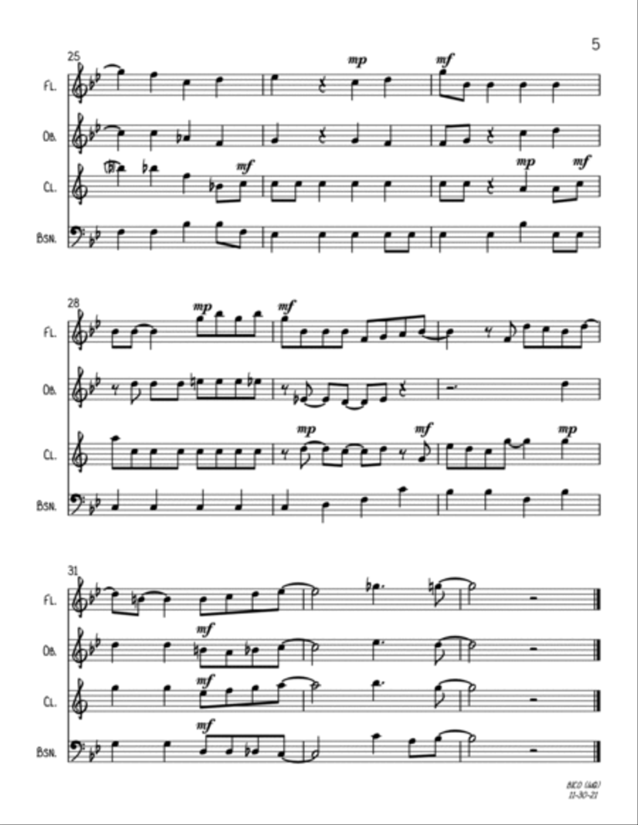 Baby, It's Cold Outside Woodwind Quartet scores gallery preview page 5