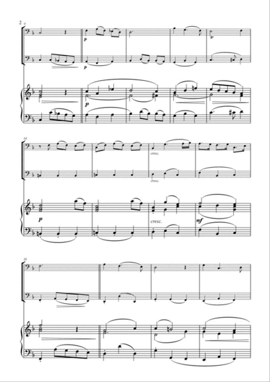 Johann Sebastian Bach - Bist du bei Mir (BWV 508) (F major) (for Bassoon and Trombone) Trombone Duet scores gallery preview page 2