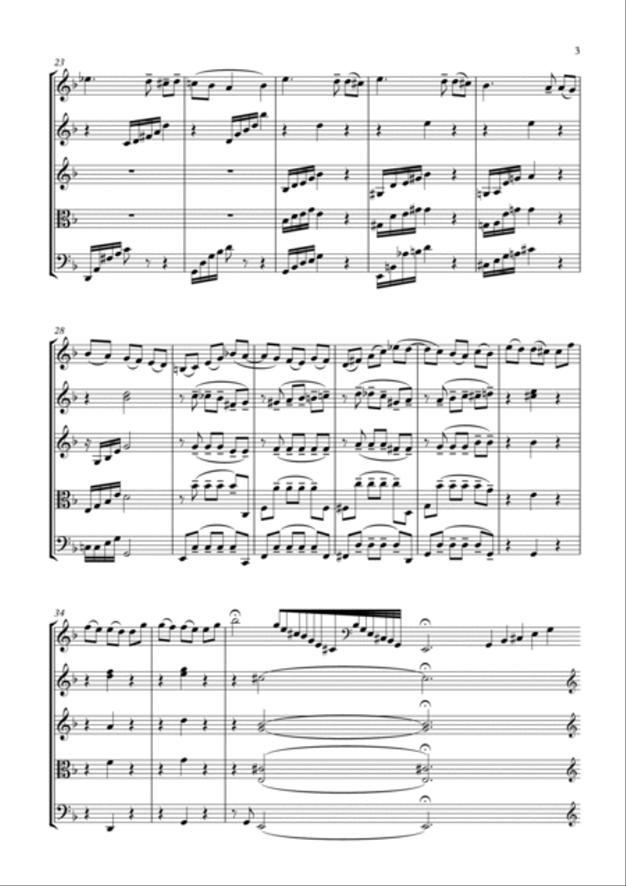 Chanson Triste arranged for solo double bass in orchestra tuning and string quartet/string orchestra String Quartet scores gallery preview page 3