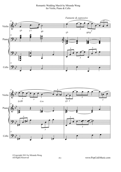Romantic Wedding March - Short Version for Violin, Piano & Cello