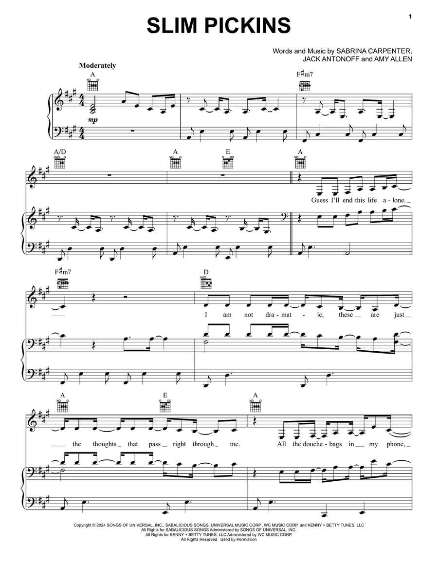 Slim Pickins Piano, Vocal, Guitar scores gallery preview page 1