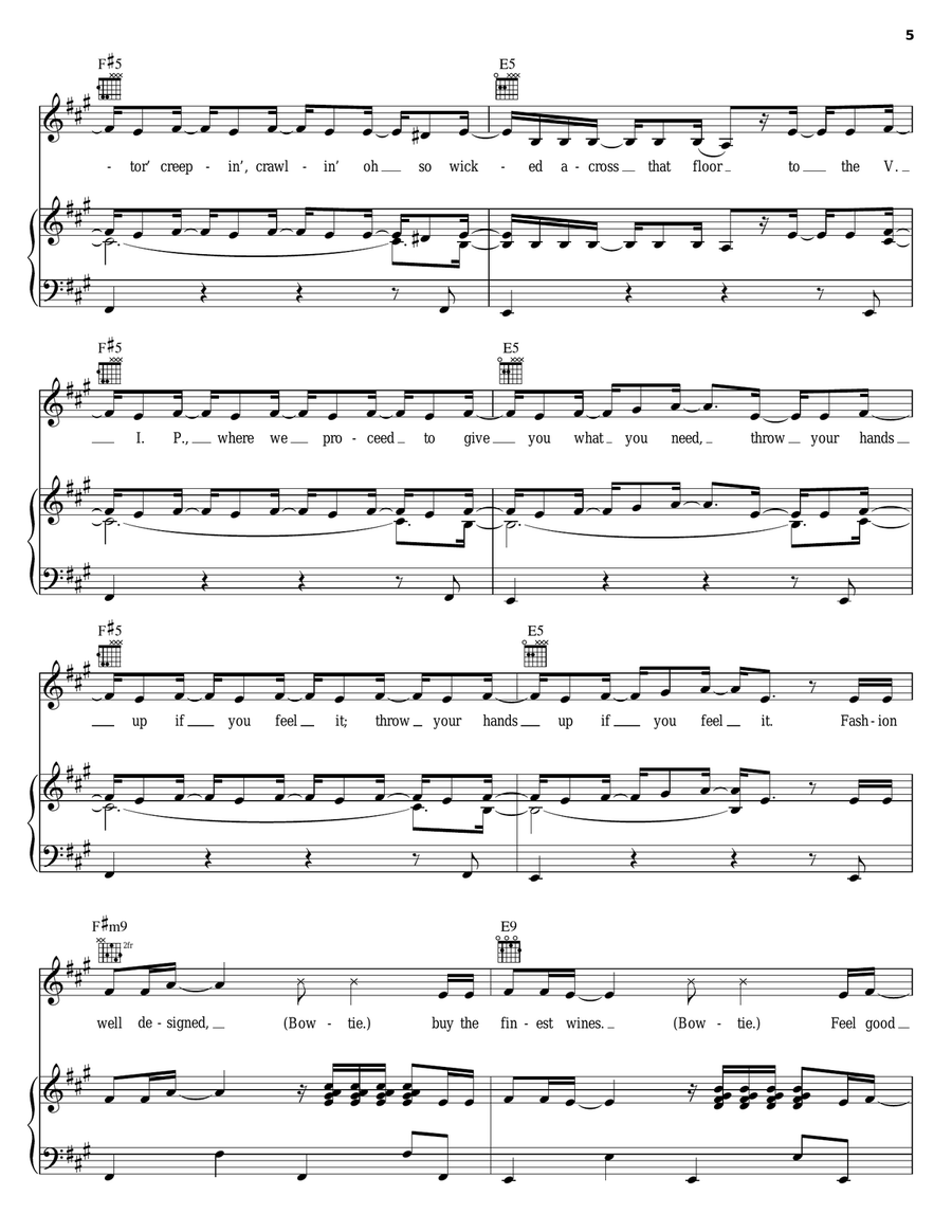 Bowtie Bowtie Piano, Vocal, Guitar scores gallery preview page 5