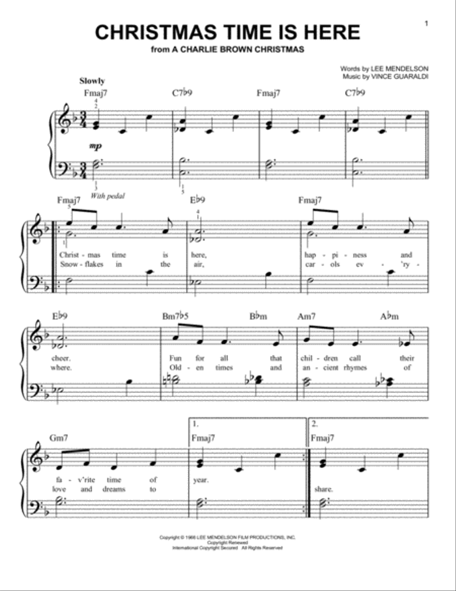 Christmas Time Is Here Christmas Time Is Here Easy Piano scores gallery preview page 1