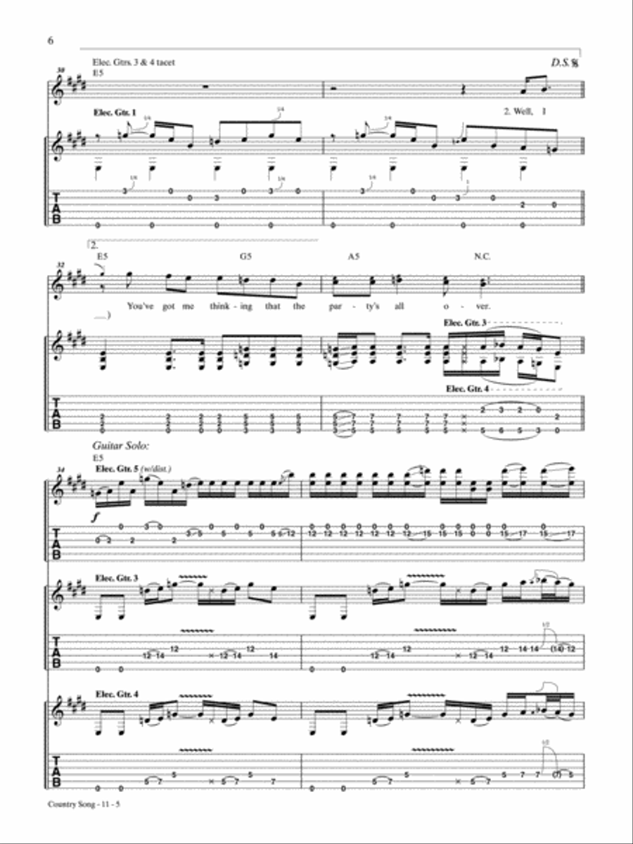 Country Song Guitar Tablature scores gallery preview page 5
