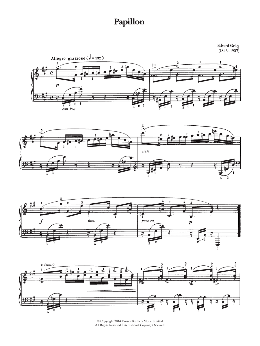 Papillon Piano Solo scores gallery preview page 1