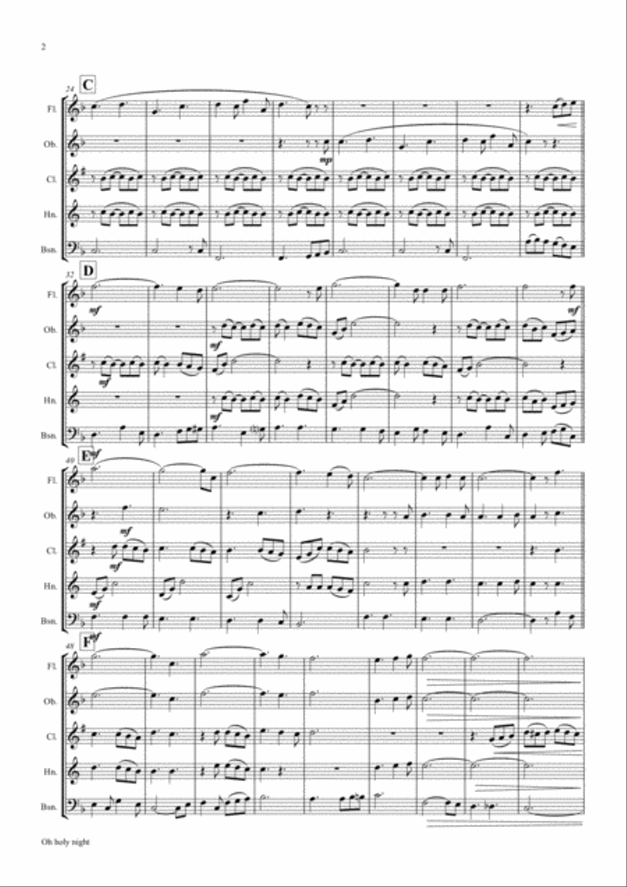 Oh holy night - Cantique de Noël - Christmas Song - Wind Quintet Woodwind Quintet scores gallery preview page 3