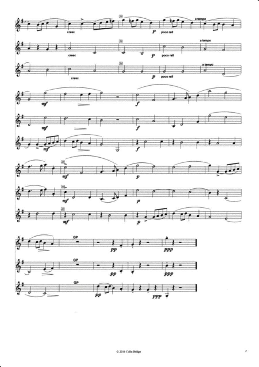 An Open Air Piece by H Percy Richardson (1931) arr for Clarinet Trio (2 Bb & Bass) Clarinet Trio scores gallery preview page 3