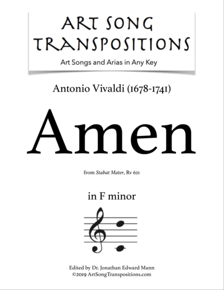 VIVALDI: Amen, RV 621 (transposed to F minor) Voice scores gallery preview page 1