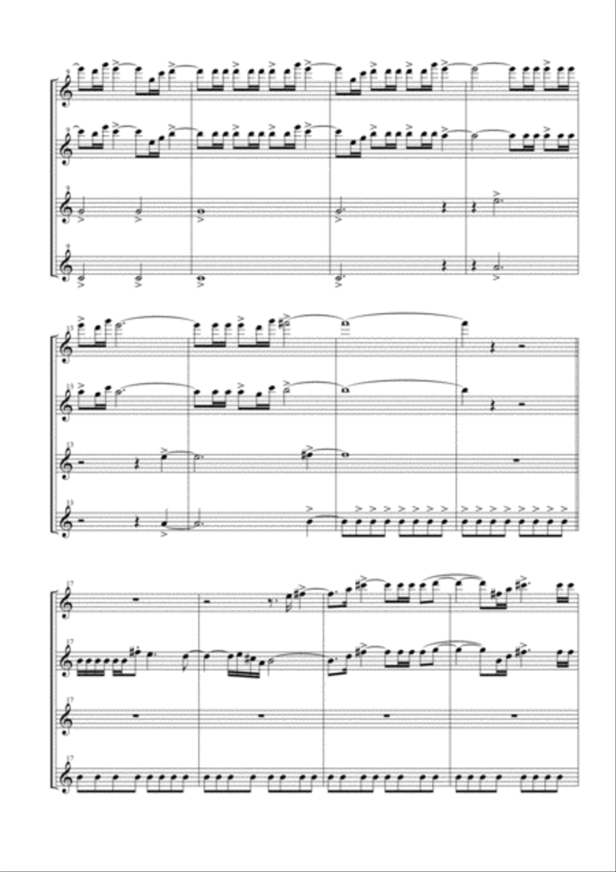 Gonna Fly Now Woodwind Quartet scores gallery preview page 4