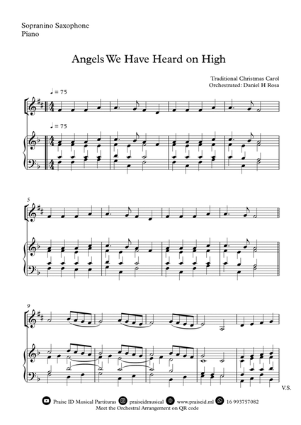 Angels We Have Heard on High - Gloria in excelsi Deo - Easy Sopranino Saxophone and Piano image number null