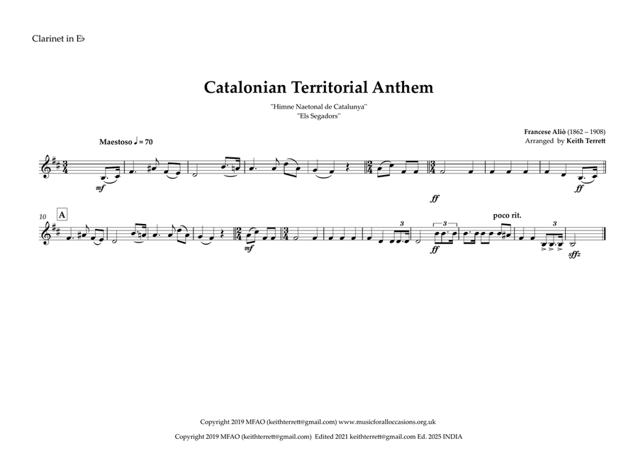 Catalonian (Els Segadors) Territorial Anthem for Concert/Wind Band Concert Band scores gallery preview page 6