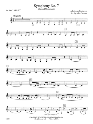 Symphony No. 7 (Second Movement): 3rd B-flat Clarinet