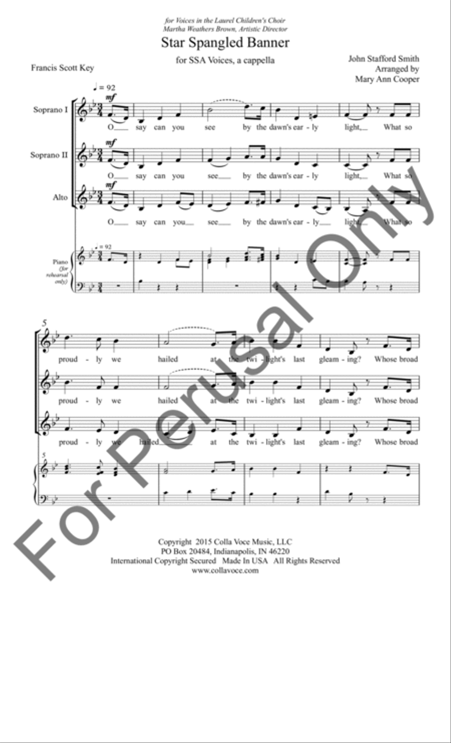 Star Spangled Banner Star Spangled Banner SSA scores gallery preview page 2