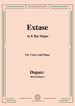 Book cover for Duparc-Extase in E flat Major,for Violin and Piano
