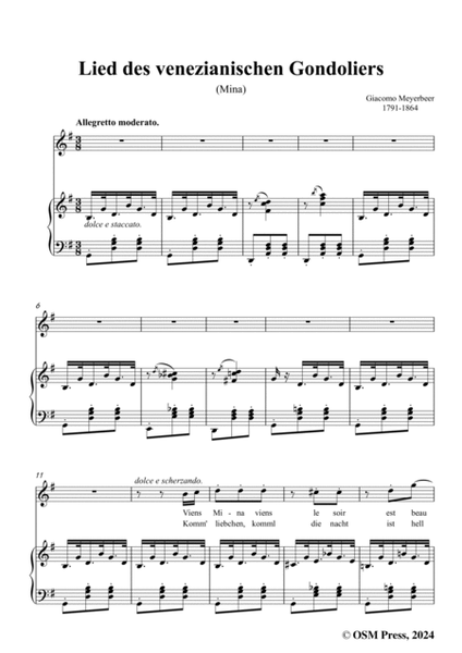 Meyerbeer-Lied des venezianischen Gondoliers(Mina),in G Major