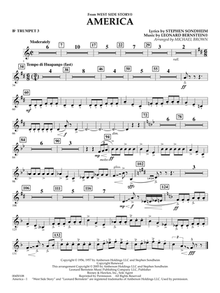 America (from West Side Story) (arr. Michael Brown) - Bb Trumpet 3