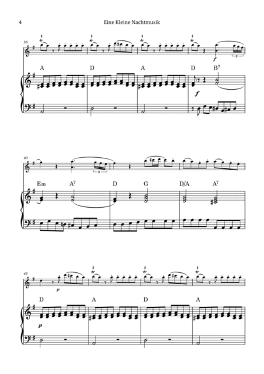 Eine Kleine Nachtmusik (for solo violin with piano accompaniment) Violin Solo scores gallery preview page 4