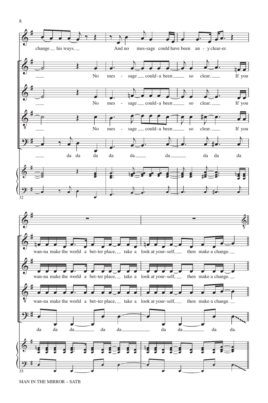 Man In The Mirror (arr. Deke Sharon) 4-Part scores gallery preview page 7