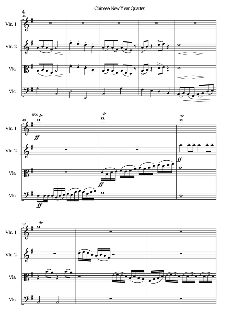 Chinese new year celebration for string quartet String Quartet scores gallery preview page 4