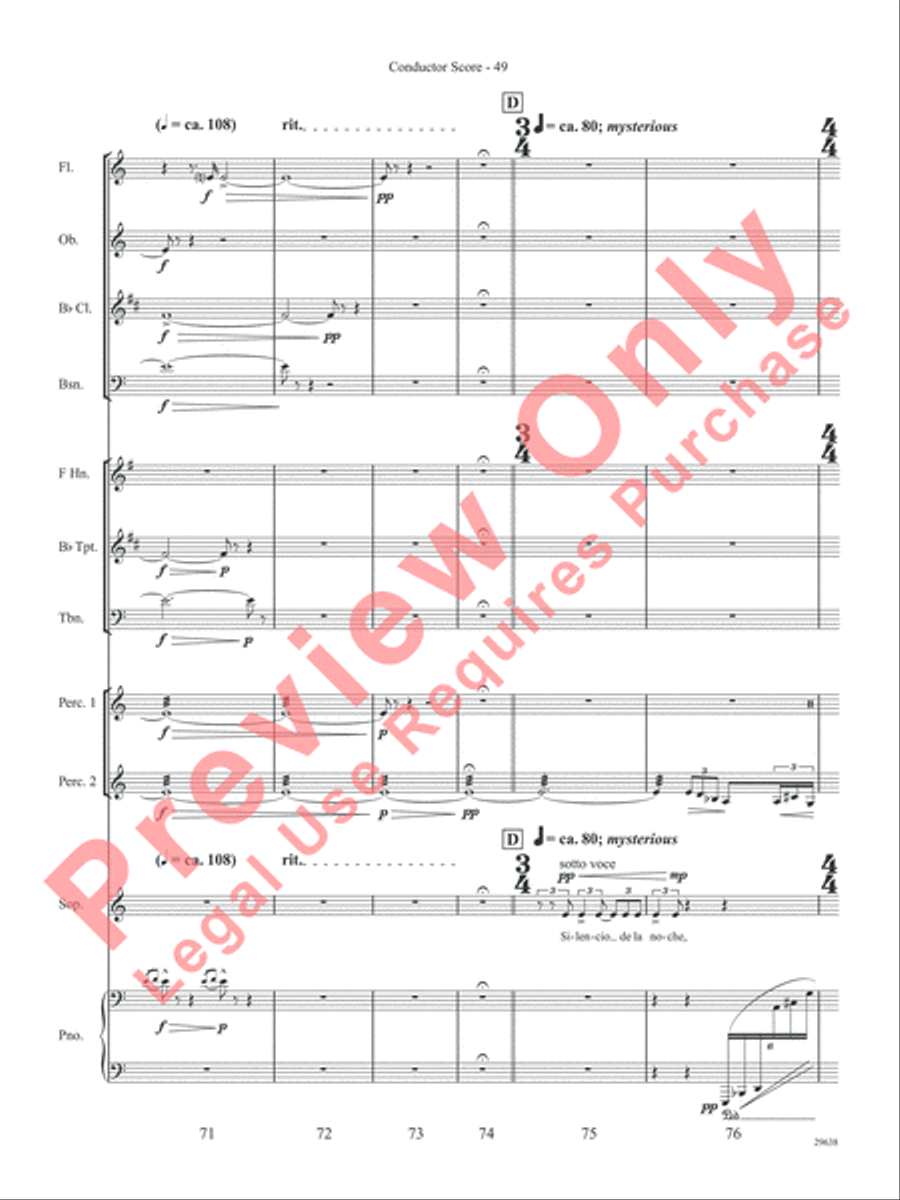 Three Spanish Songs (for Soprano and Wind Ensemble) Concert Band scores gallery preview page 54