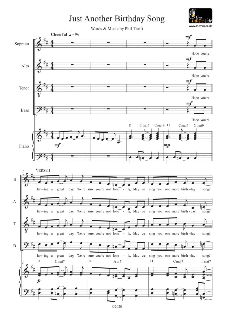 Just Another Birthday Song - SATB Edition 4-Part scores gallery preview page 1