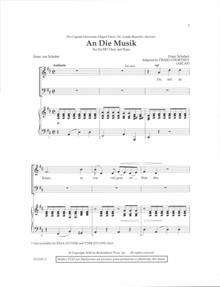 An Die Musik - SATB 4-Part scores gallery preview page 2