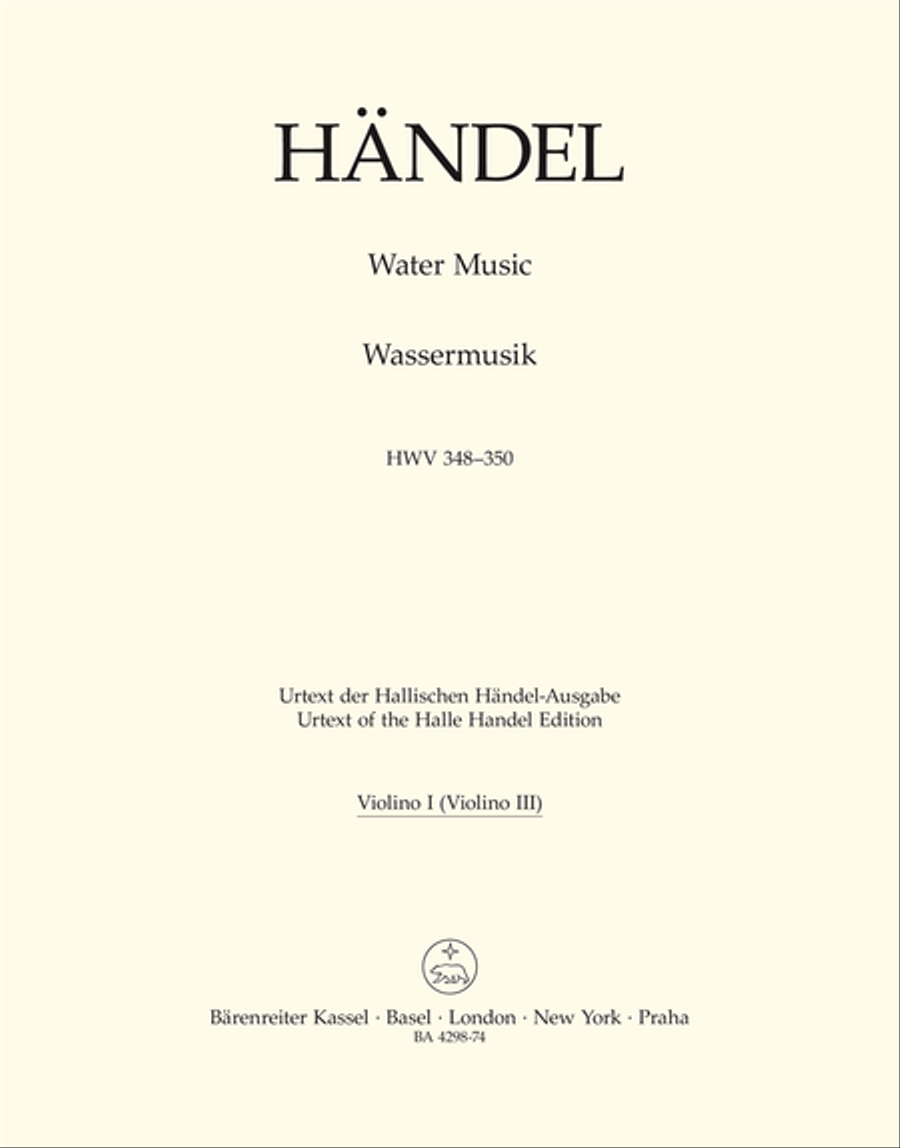 Water Music HWV 348-350 Water Music HWV 348-350 Violin scores gallery preview page 1
