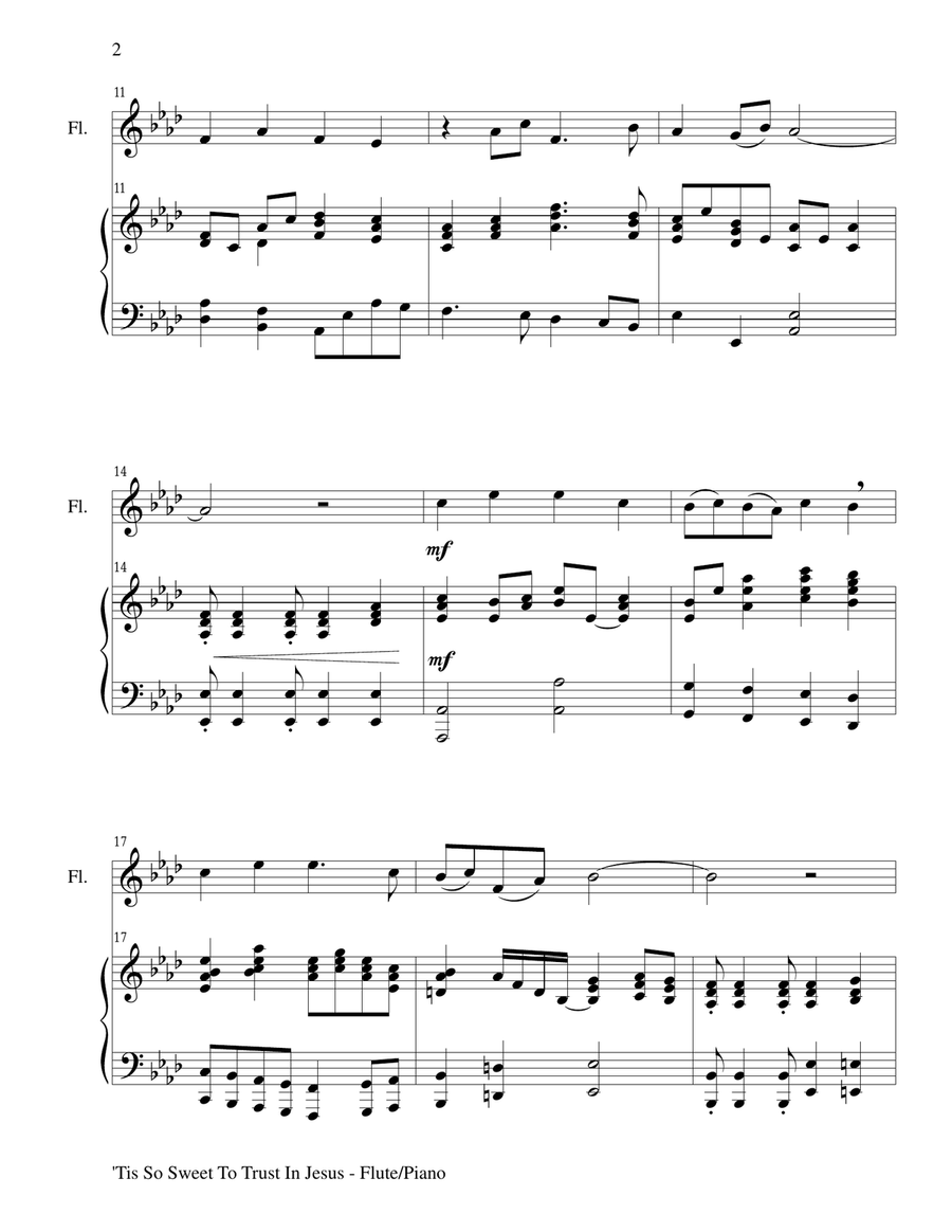 'TIS SO SWEET TO TRUST IN JESUS (Flute/Piano and Flute Part) Flute Solo scores gallery preview page 2
